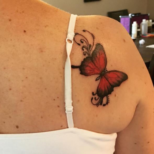 shoulder butterfly tattoo