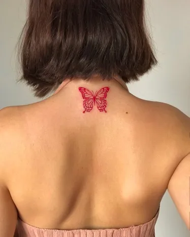 neck butterfly tattoo