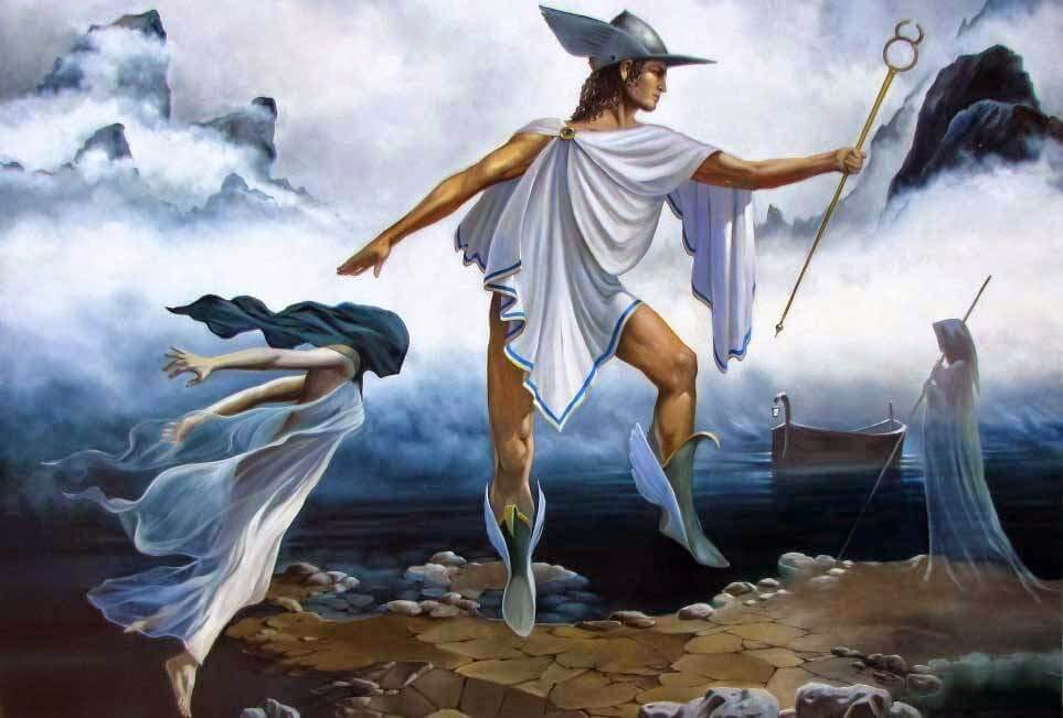 Hermes and Prometheus confrontation